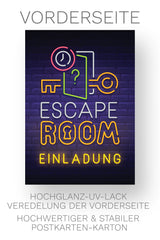 Friendly Fox Escape Room Einladung, 12 Detektiv Einladungskarten zum Kinder-Geburtstag Jungen Mädchen, Exit Game Kinder Einladung