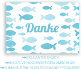 Friendly Fox Dankeskarten Fische, 12x Danke Karten Motiv "Fische", DIN A6 Klappkarten mit Umschlag, Danke Taufe Kommunion Konfi Hochzeit