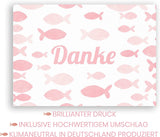 Friendly Fox Dankeskarten Fische, 12x Danke Karten Motiv "Fische", DIN A6 Klappkarten mit Umschlag, Danke Taufe Kommunion Konfi Hochzeit