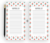 Einkaufsliste Doppelpack mit Magnet und Bleistift mit Tulpe Motiv