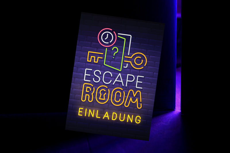 Friendly Fox Escape Room Einladung, 12 Detektiv Einladungskarten zum Kinder-Geburtstag Jungen Mädchen, Exit Game Kinder Einladung