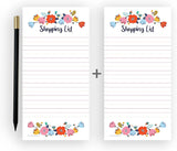 Einkaufsliste Doppelpack mit Magnet und Bleistift mit Blumen Motiv