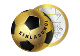 Einladungskarte mit Fußball Motiv und Form in Gold