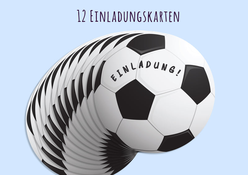 Friendly Fox Fußball Einladung, 12 Einladungskarten Kindergeburtstag Fussball, runde Geburtstagseinladungen Fussball Party