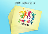 Friendly Fox Jump Party Einladung, 12x Trampolin Einladungskarten Kindergeburtstag Jump Park Party