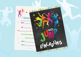 Friendly Fox Jump Party Einladung, 12x Trampolin Einladungskarten Kindergeburtstag Jump Park Party