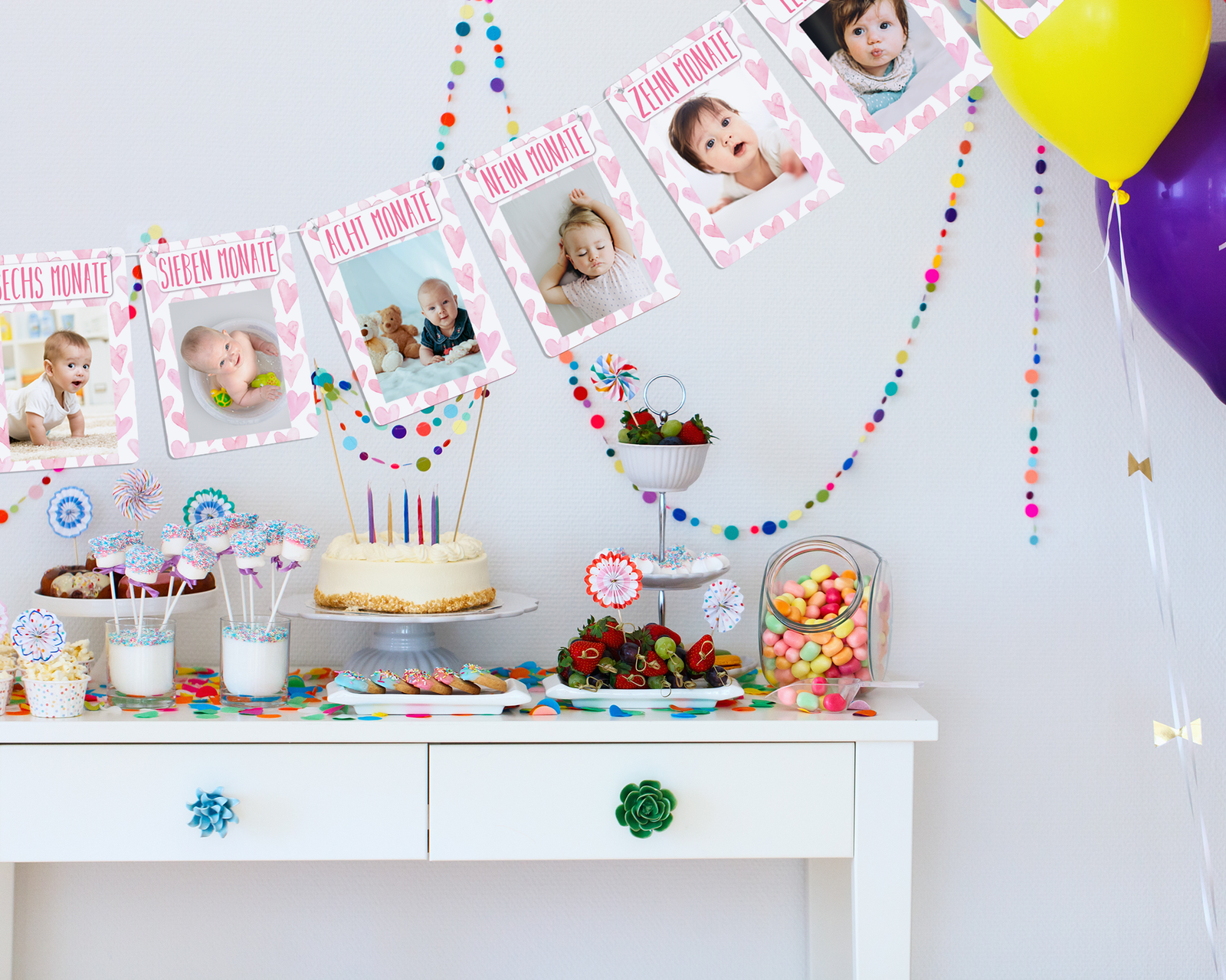 Hängegirlande „Girl 1. Geburtstag“ – 2,1 M, Mit Sternen & Ausschnitten