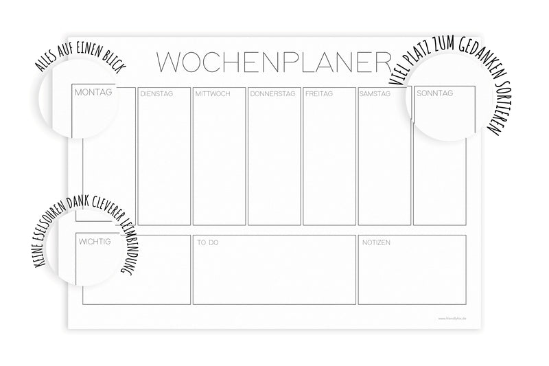 Friendly Fox Wochenplaner Meine Woche, DIN A4 To Do Planer undatiert, Weekly Planer Schreibtischunterlage Block, A4 Notizblock