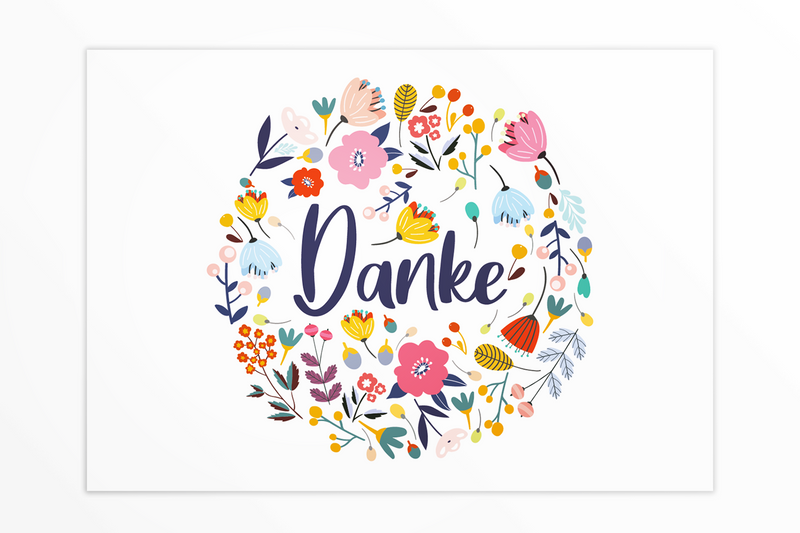 Friendly Fox Dankeskarten Blumen, 12x Dankeschön Karten Blumen, DIN A6 Klappkarten Danke mit Umschlag, Danke Kommunion Konfirmation Taufe Hochzeit