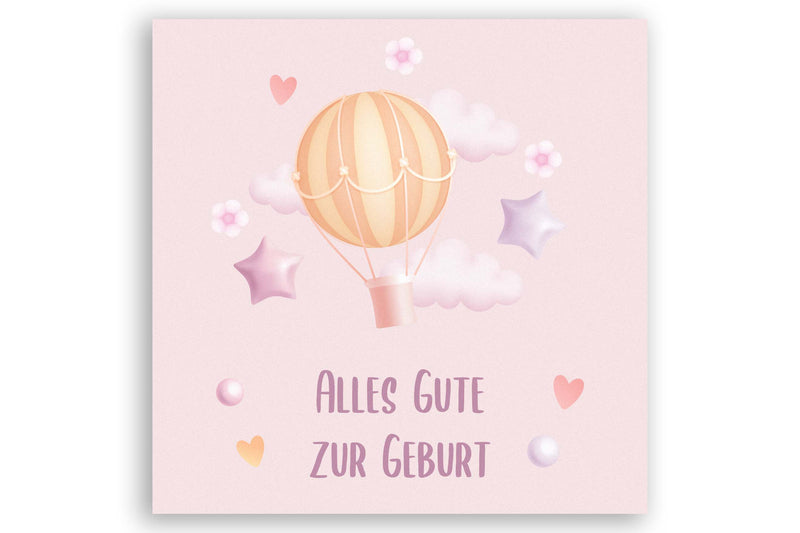 Geburtstkarte mit Heißluftballon Motiv