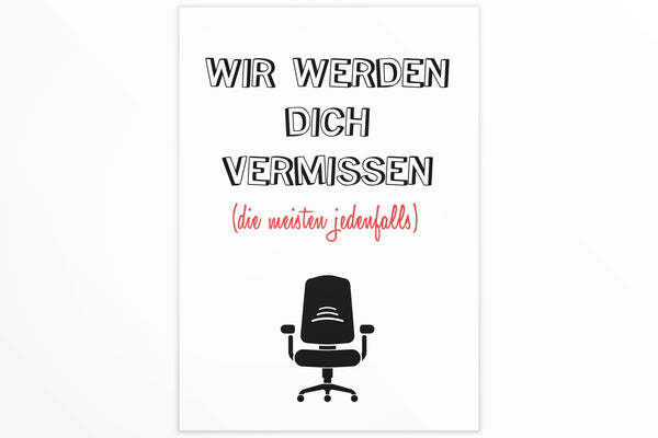 Abschiedskarte mit Bürostuhl Motiv