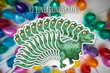 Friendly Fox T-Rex Dino Einladung, 12x Einladungskarten Dinosaurier Trex zum Kindergeburtstag Junge Mädchen, Dinoparty, Tyrannosaurus Rex