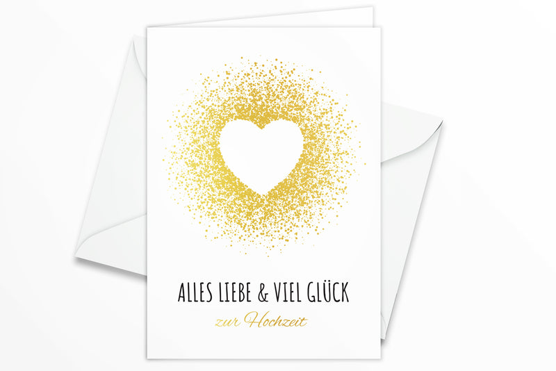 Friendly Fox Hochzeitskarte, 1x Karte zur Hochzeit "Flitter", DIN A6 Klappkarte Alles Gute zur Hochzeit, Grußkarte inkl. Umschlag