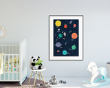 Friendly Fox Sonnensystem Poster Kinder, Weltraum Poster Kinderzimmer