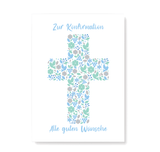 Konfirmationskarte mit Kreuz Motiv in Blau