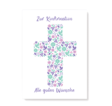 Konfirmationskarte mit Kreuz Motiv in Rosa