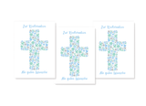 Konfirmationskarte Dreierpack mit Kreuz Motiv in Blau