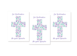 Konfirmationskarte Dreierpack mit Kreuz Motiv in Rosa