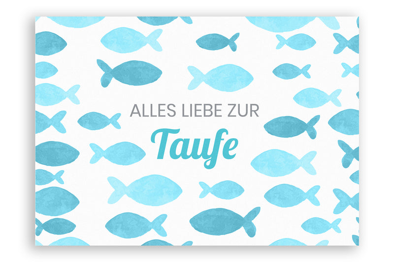 Taufkarte mit Fisch Motiv in Blau