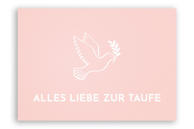 Taufkarte mit Taube Motiv in Rosa