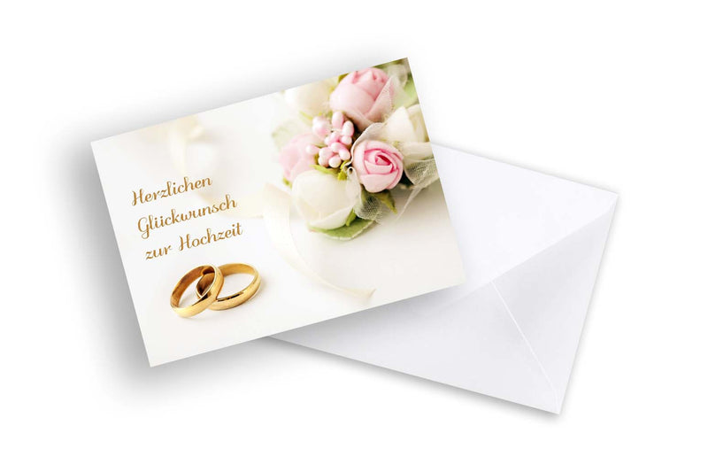 Friendly Fox Hochzeitskarte, 1x Karte zur Hochzeit "Ringe", DIN A6 Klappkarte Alles Gute zur Hochzeit, Grußkarte inkl. Umschlag