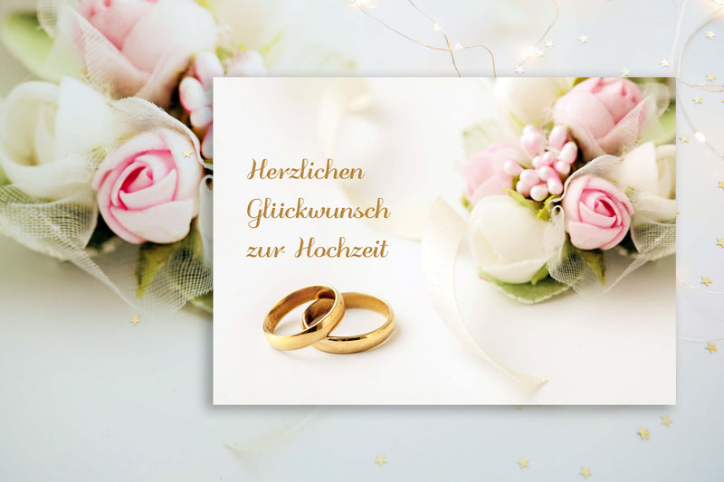 Friendly Fox Hochzeitskarte, 1x Karte zur Hochzeit "Ringe", DIN A6 Klappkarte Alles Gute zur Hochzeit, Grußkarte inkl. Umschlag