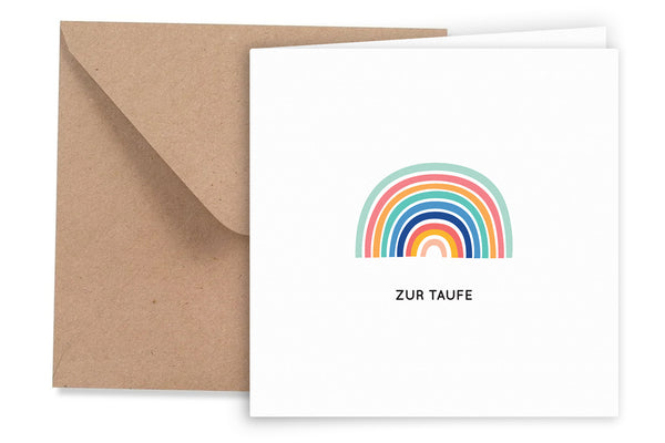 Taufkarte mit Regenbogen Motiv und Umschlag